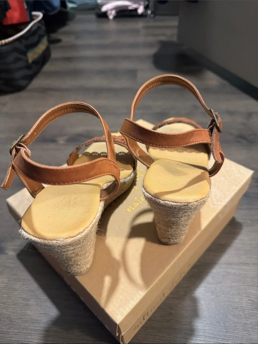 Altar'd State Tan Brown Floral Laser-Cut Espadrille Wedges